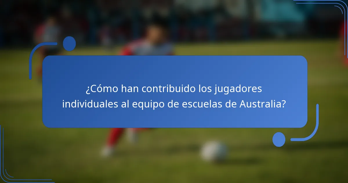 ¿Cómo han contribuido los jugadores individuales al equipo de escuelas de Australia?