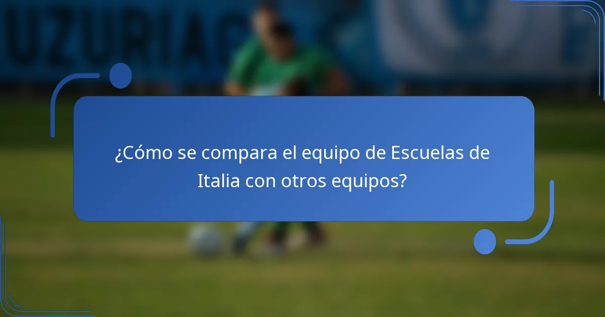 ¿Cómo se compara el equipo de escuelas de Italia con otros equipos?