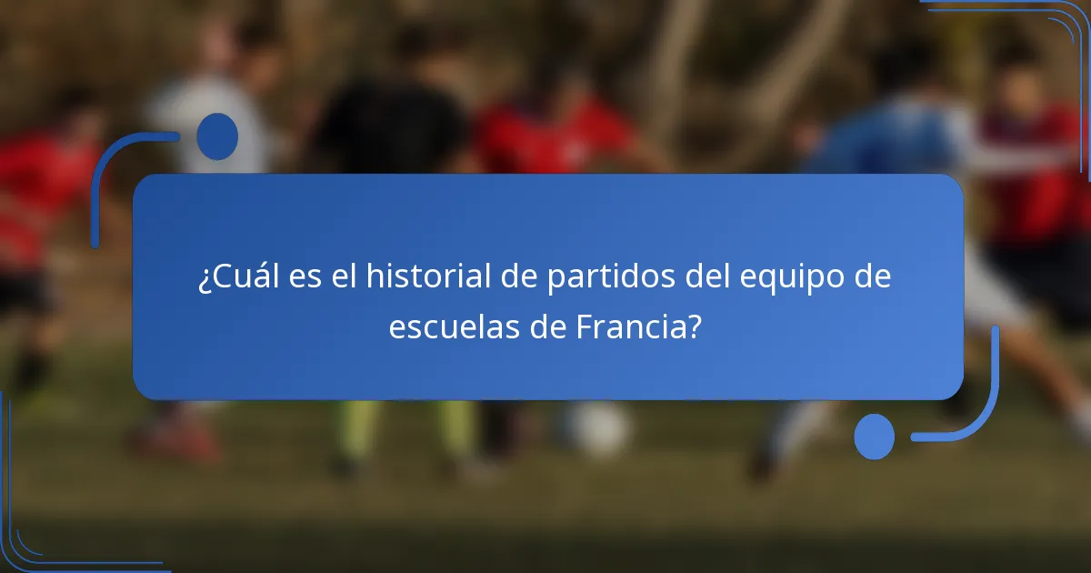 ¿Cuál es el historial de partidos del equipo de escuelas de Francia?