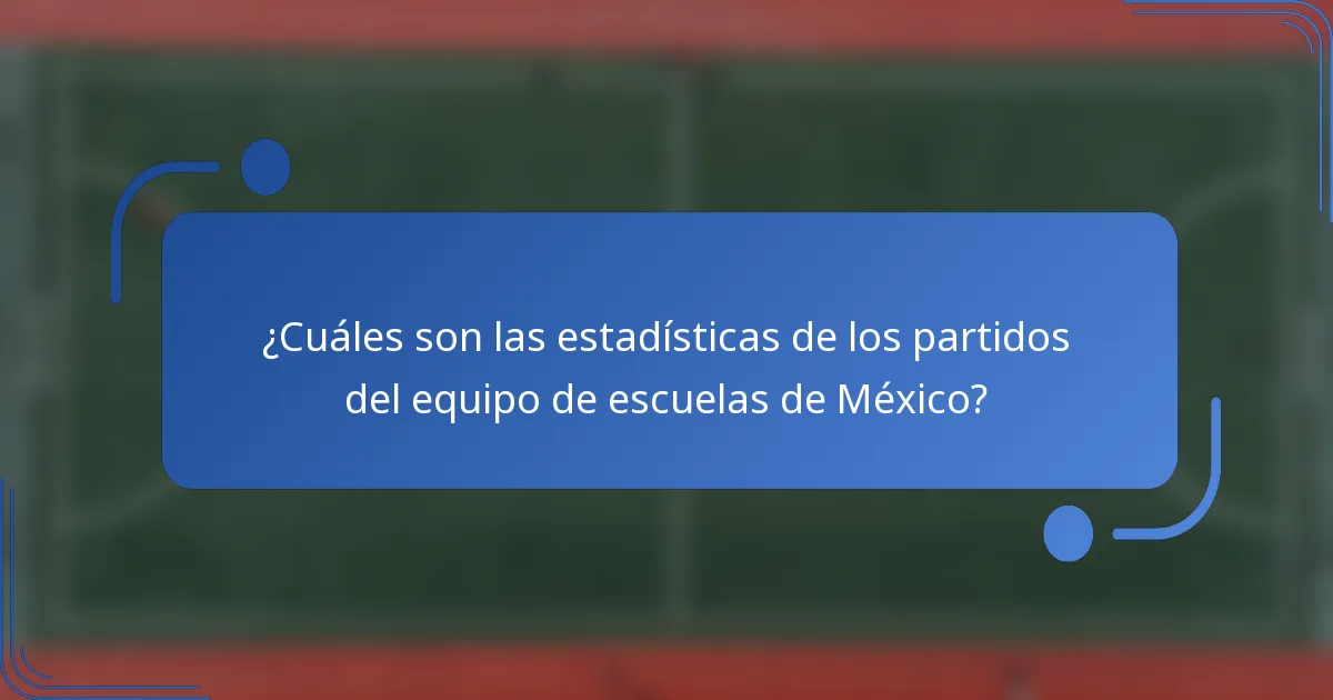 ¿Cuáles son las estadísticas de los partidos del equipo de escuelas de México?