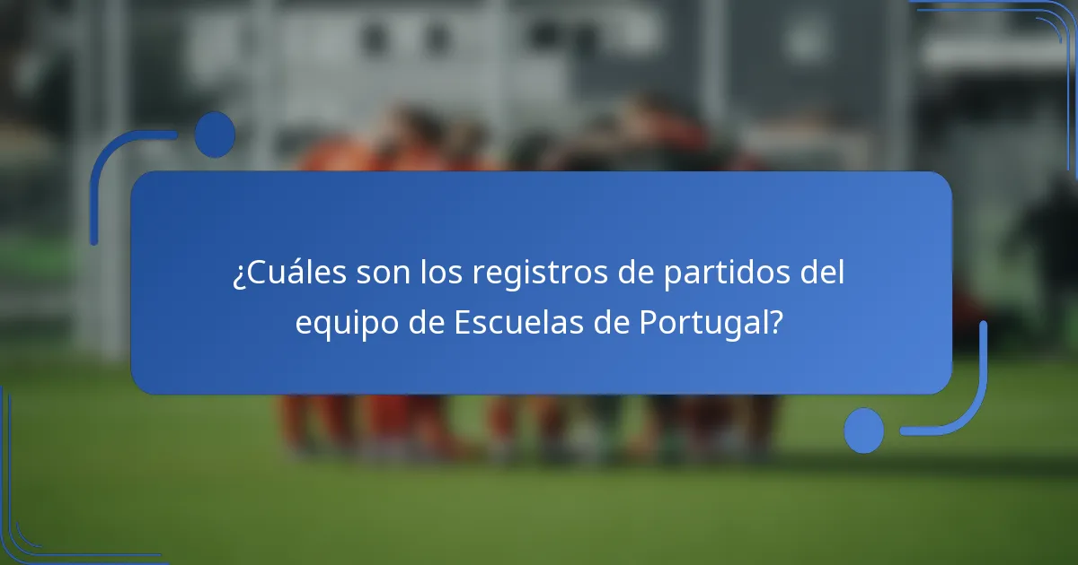 ¿Cuáles son los registros de partidos del equipo de Escuelas de Portugal?