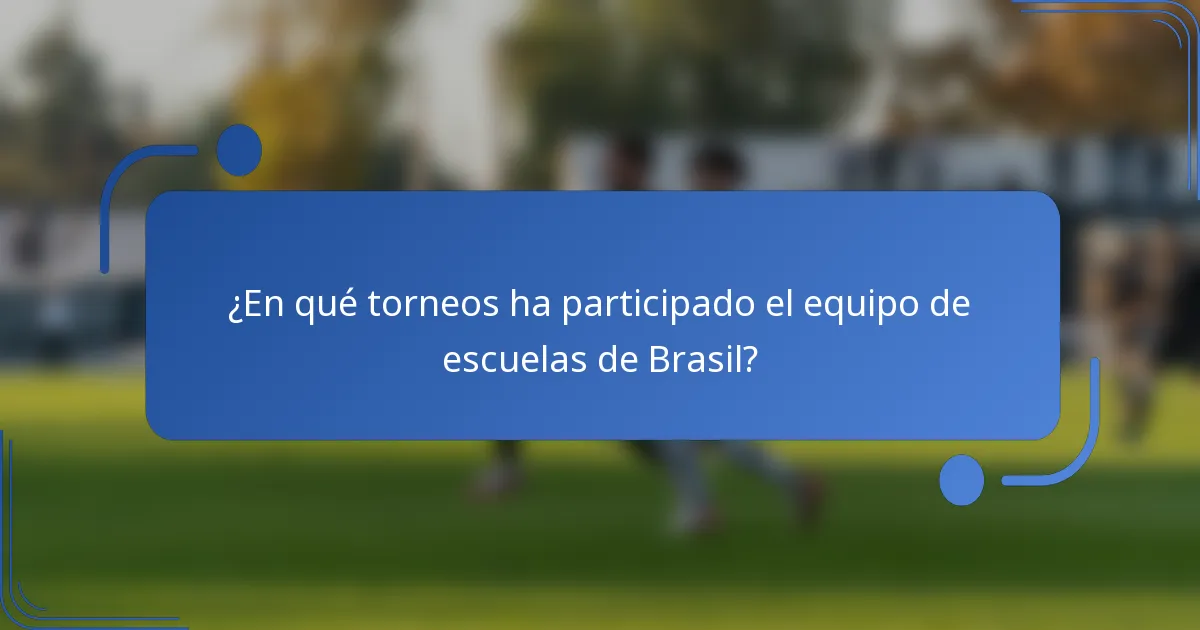 ¿En qué torneos ha participado el equipo de escuelas de Brasil?