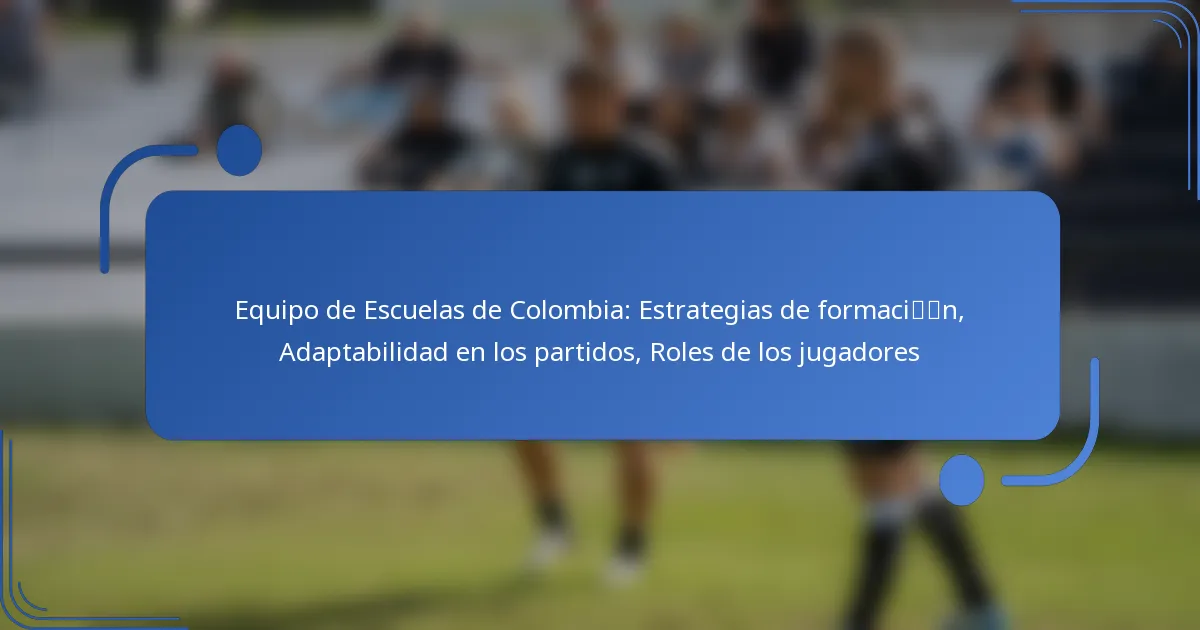 Equipo de Escuelas de Colombia: Estrategias de formación, Adaptabilidad en los partidos, Roles de los jugadores