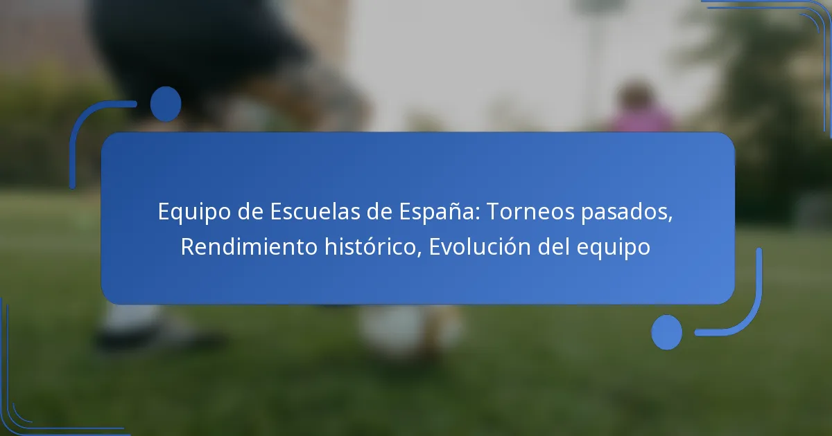 Equipo de Escuelas de España: Torneos pasados, Rendimiento histórico, Evolución del equipo
