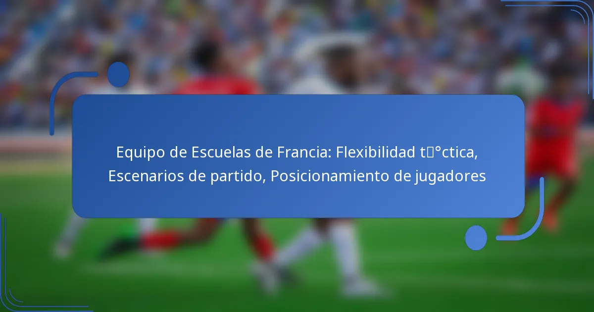 Equipo de Escuelas de Francia: Flexibilidad táctica, Escenarios de partido, Posicionamiento de jugadores