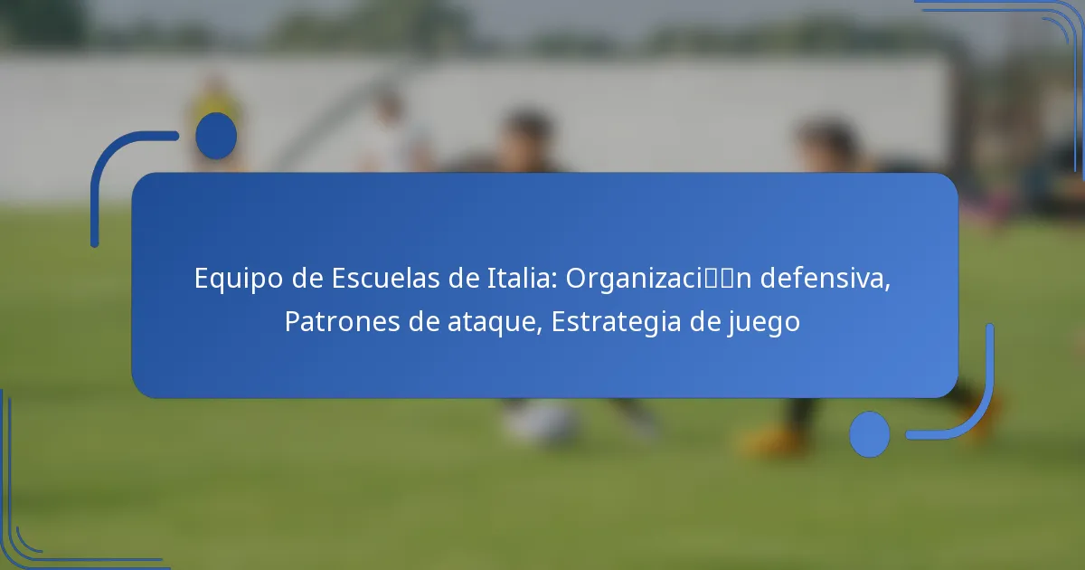 Equipo de Escuelas de Italia: Organización defensiva, Patrones de ataque, Estrategia de juego