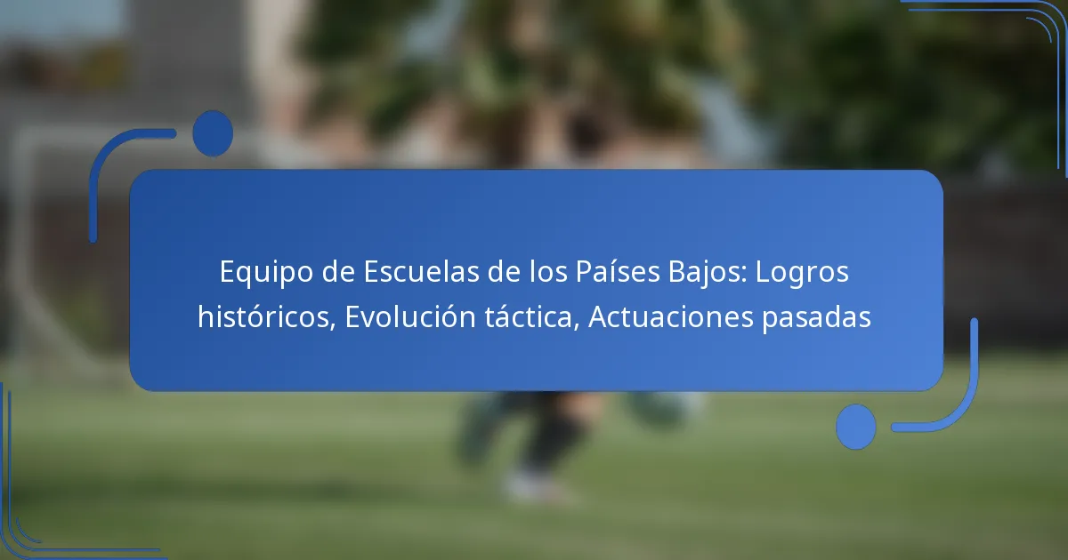 Equipo de Escuelas de los Países Bajos: Logros históricos, Evolución táctica, Actuaciones pasadas