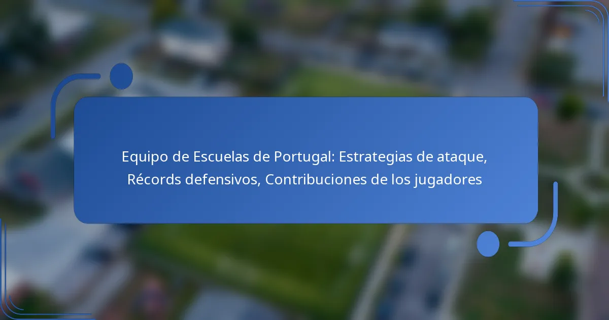 Equipo de Escuelas de Portugal: Estrategias de ataque, Récords defensivos, Contribuciones de los jugadores