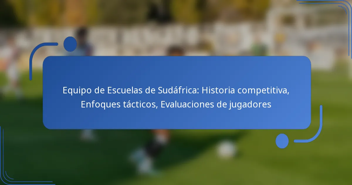 Equipo de Escuelas de Sudáfrica: Historia competitiva, Enfoques tácticos, Evaluaciones de jugadores