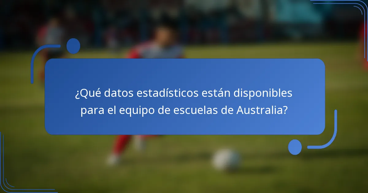 ¿Qué datos estadísticos están disponibles para el equipo de escuelas de Australia?