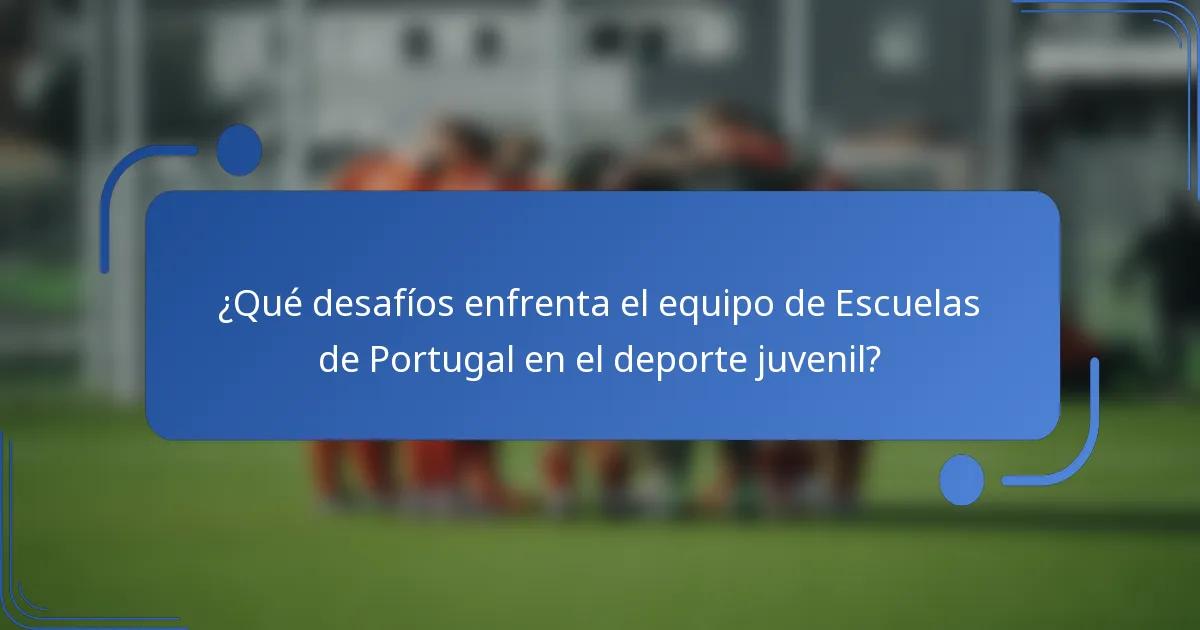 ¿Qué desafíos enfrenta el equipo de Escuelas de Portugal en el deporte juvenil?