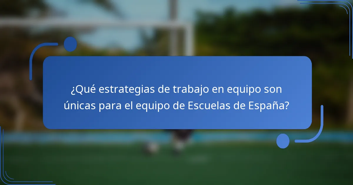 ¿Qué estrategias de trabajo en equipo son únicas para el equipo de Escuelas de España?