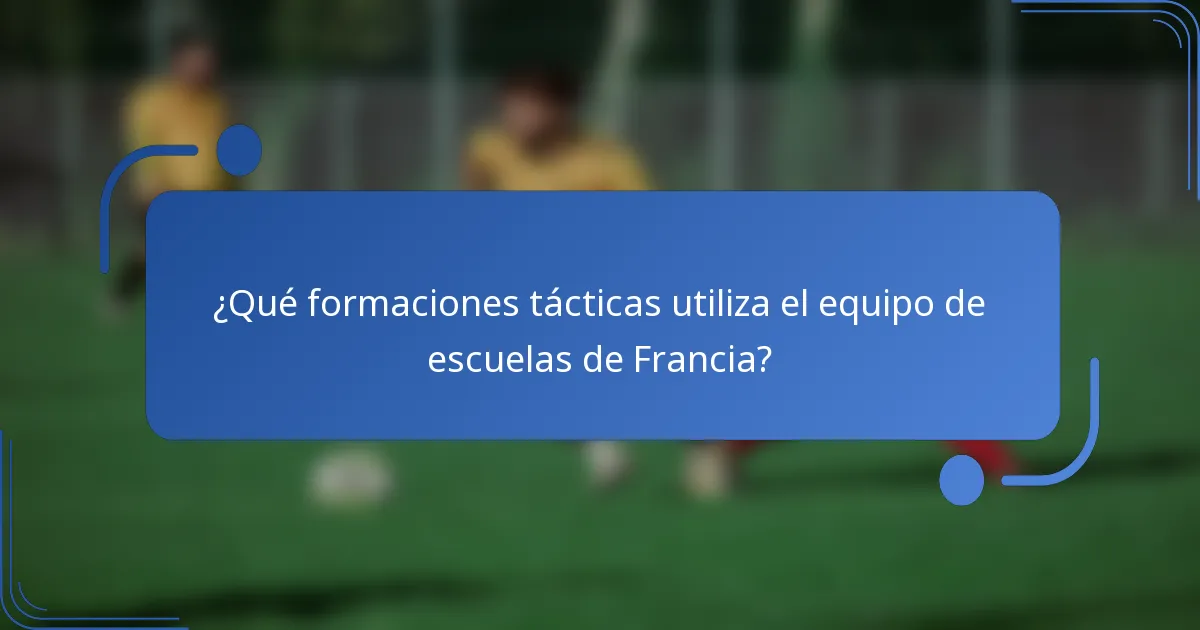 ¿Qué formaciones tácticas utiliza el equipo de escuelas de Francia?