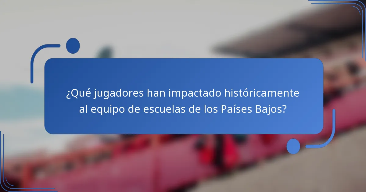 ¿Qué jugadores han impactado históricamente al equipo de escuelas de los Países Bajos?