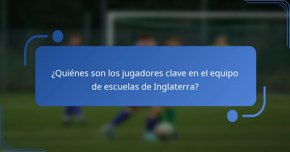¿Quiénes son los jugadores clave en el equipo de escuelas de Inglaterra?